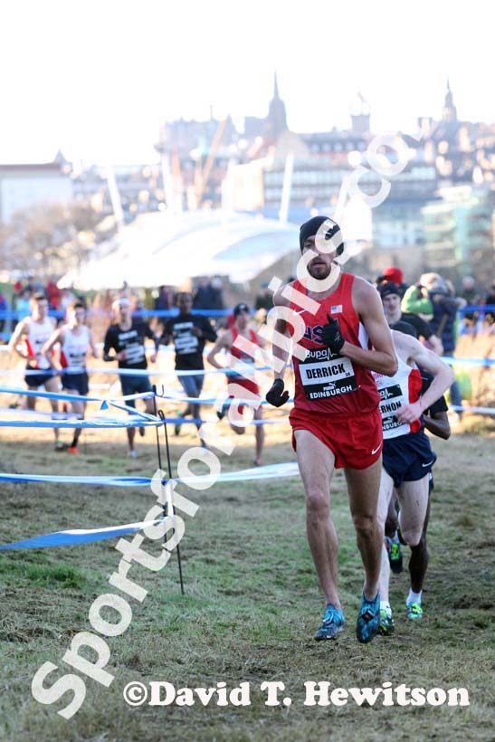 Chris Derrick (USA) leads the senior mens 8k BUPA Great Edinburgh Cross Country. Photo: David T. Hewitson/Sports for All Pics
